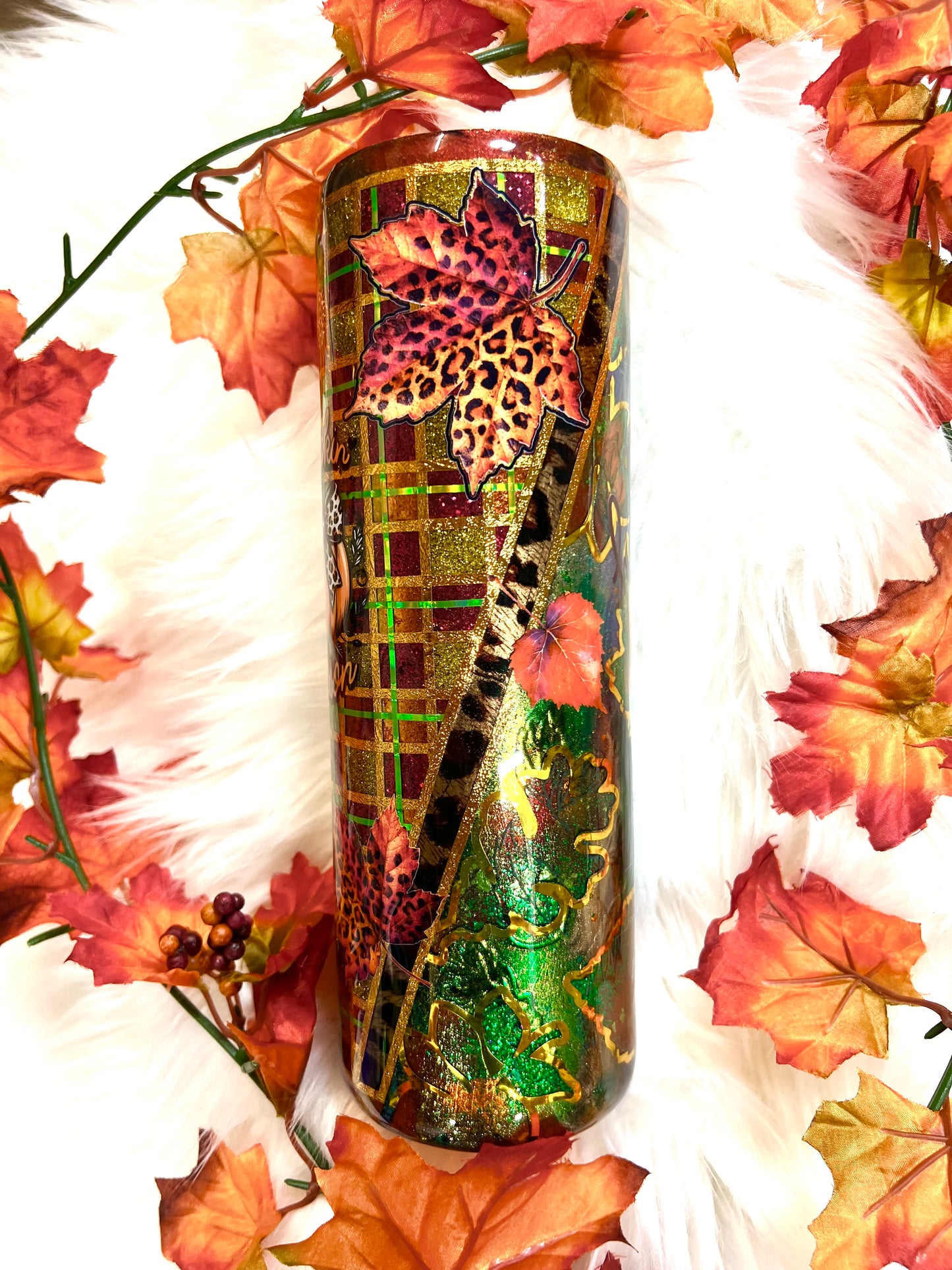 Fall Leopard 30 oz Skinny Tumbler