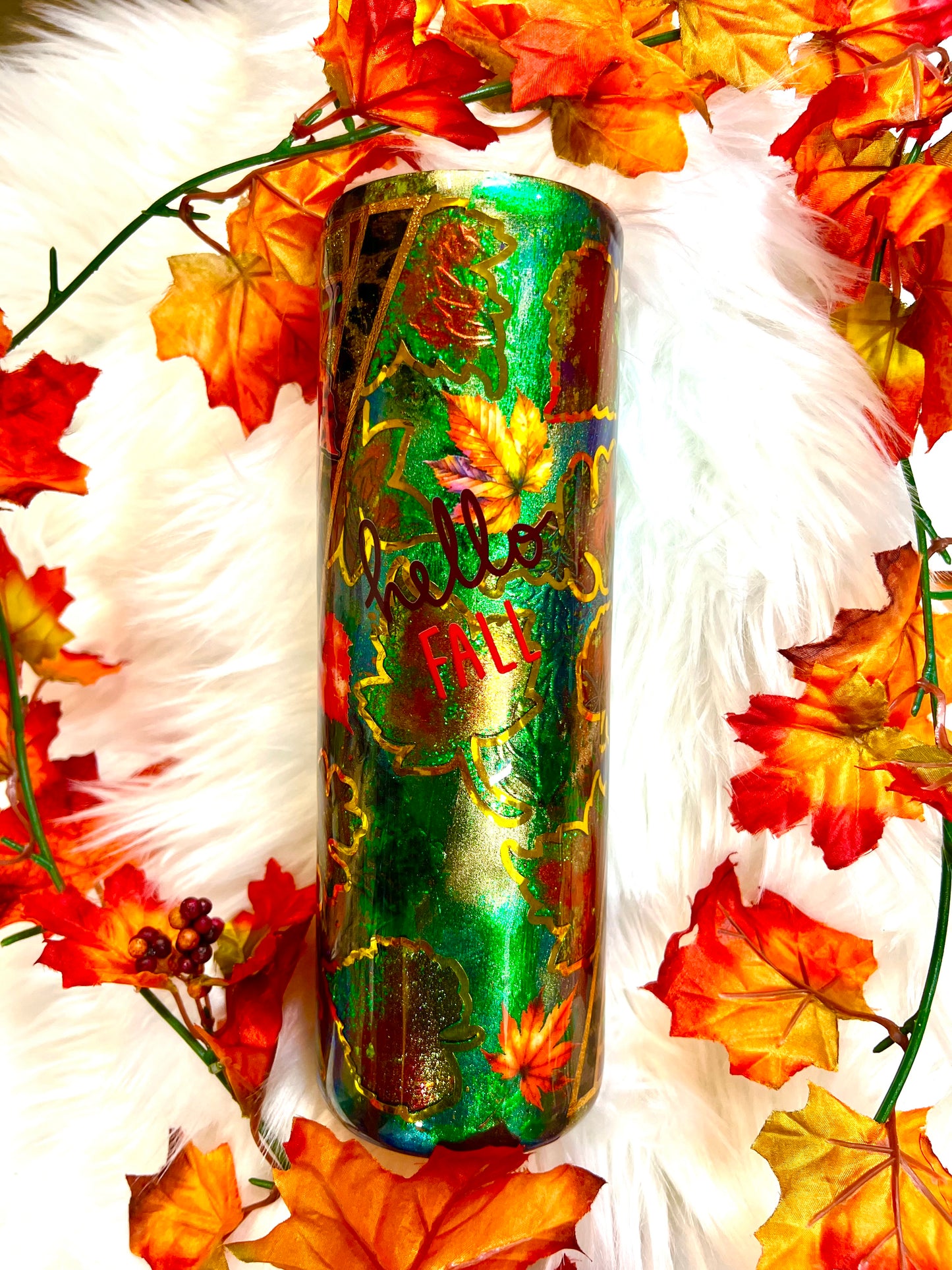 Fall Leopard 30 oz Skinny Tumbler