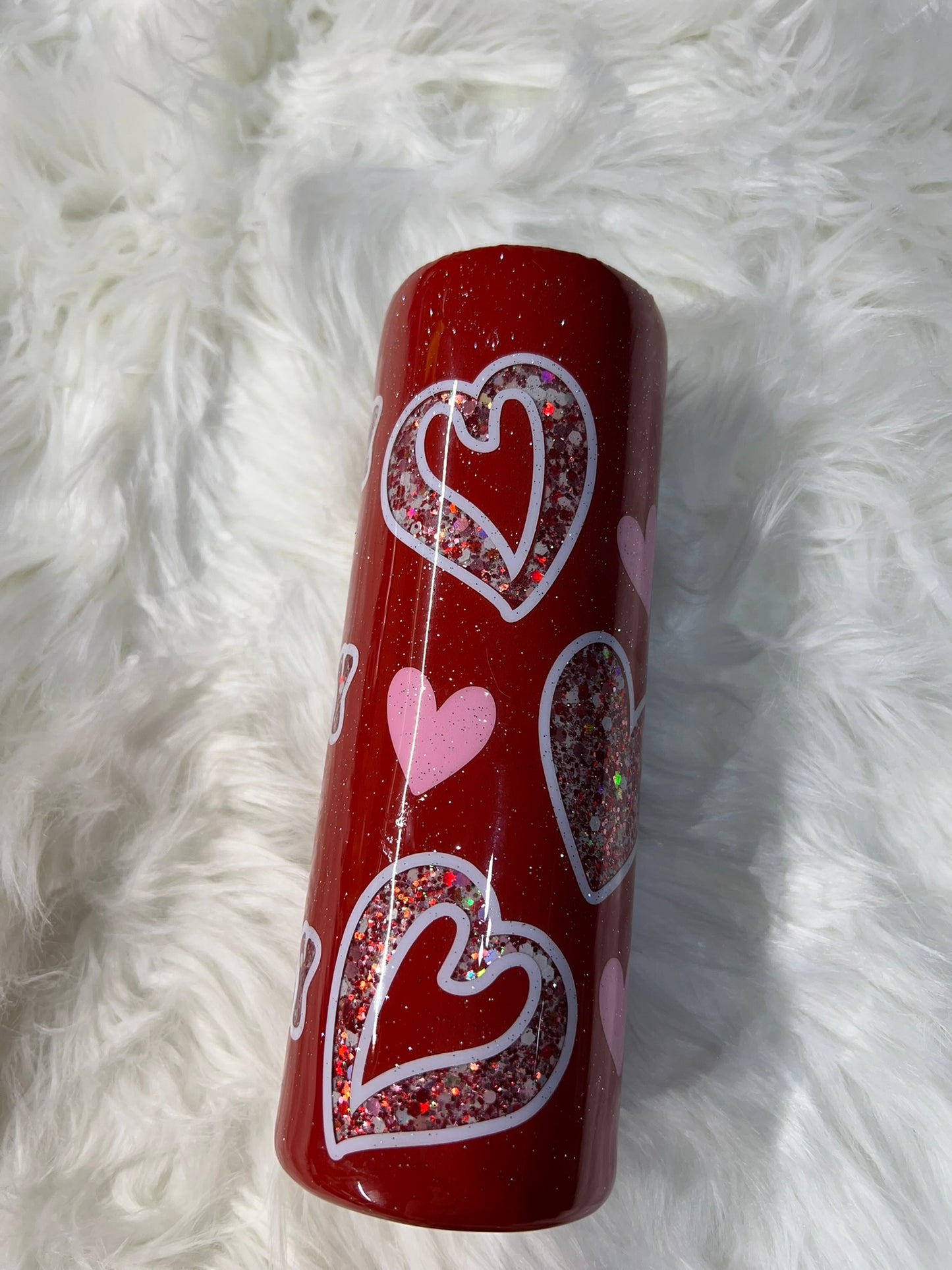 Truly, Madly, Deepy glitter peekaboo 20 oz skinny tumber.