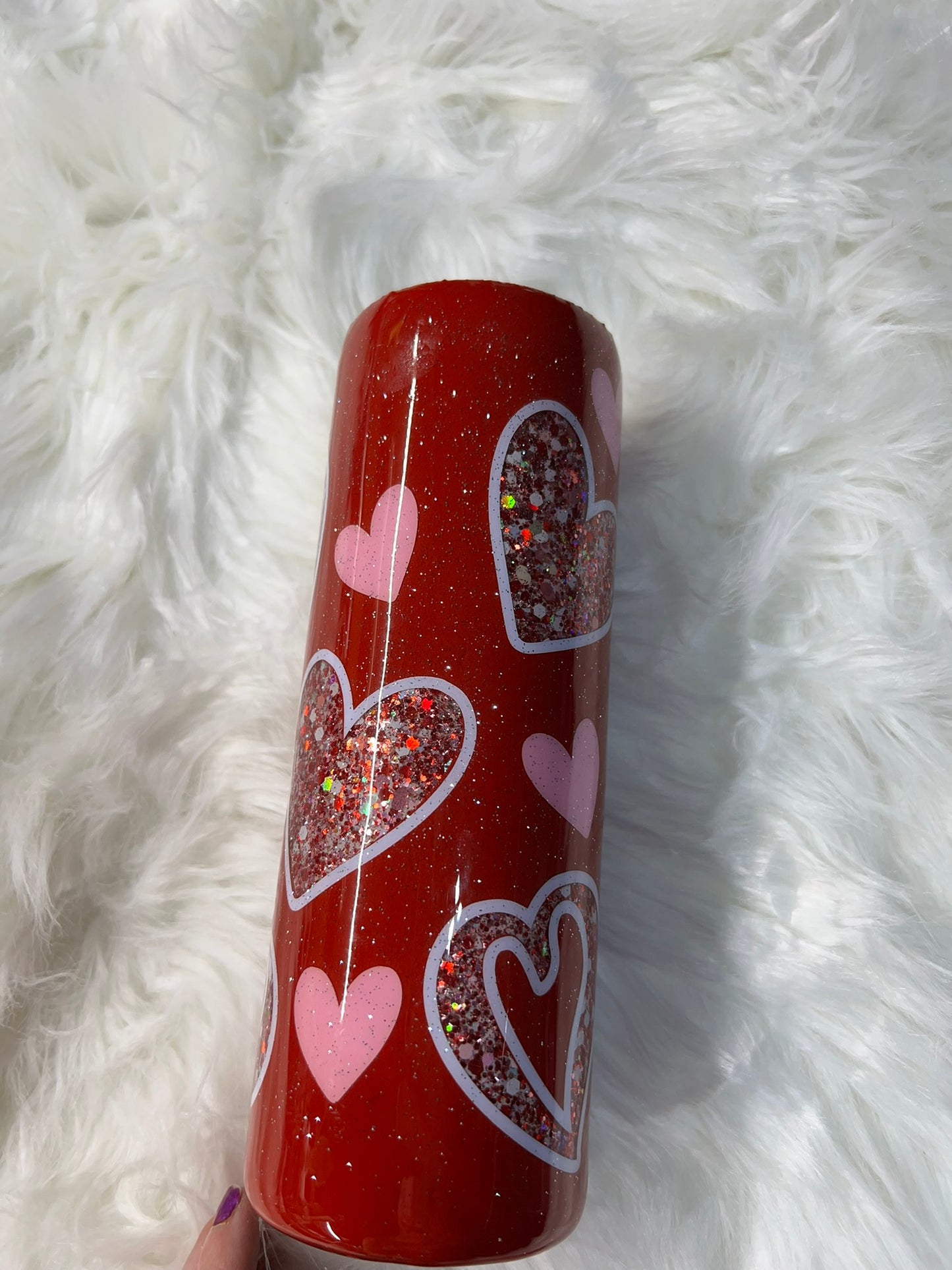 Truly, Madly, Deepy glitter peekaboo 20 oz skinny tumber.