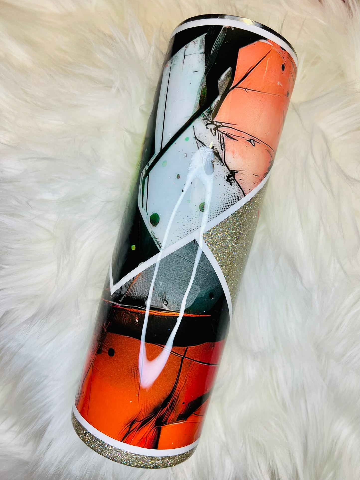 Industrial Paint Splash Orange and Green 30 oz skinny tumbler