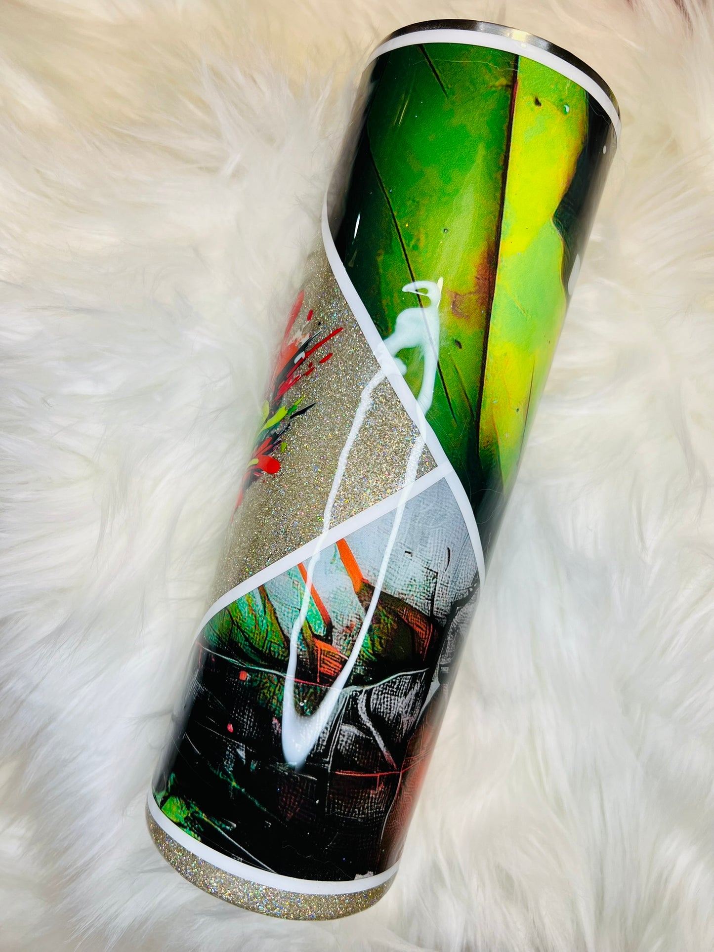 Industrial Paint Splash Orange and Green 30 oz skinny tumbler