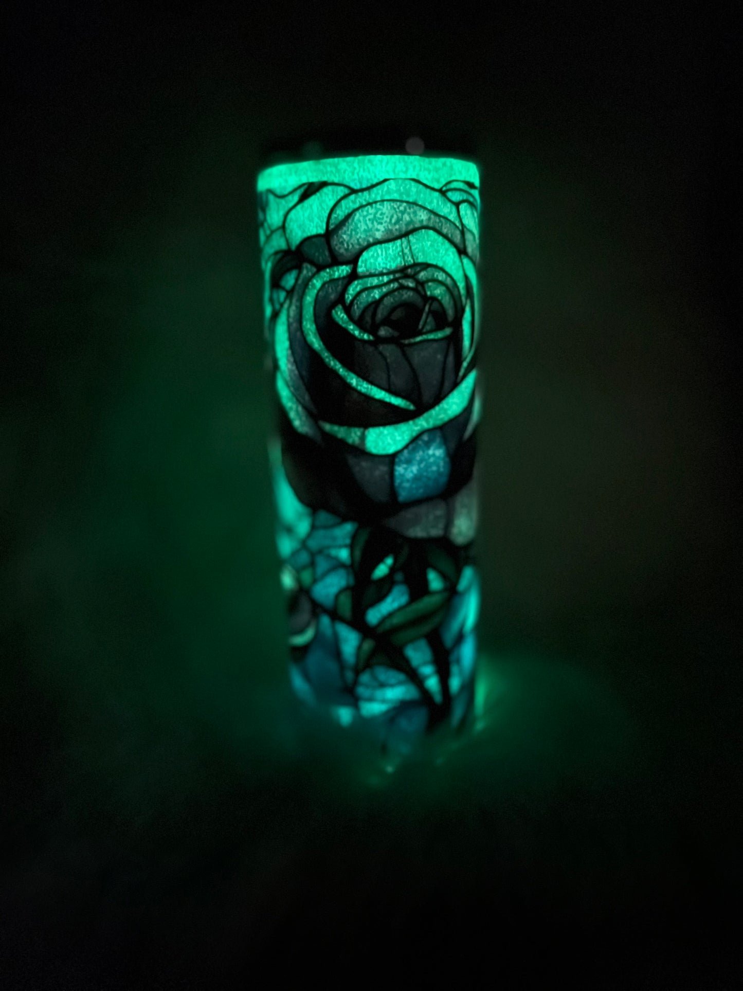 Stain Glass Rose Glow in the Dark 30 oz Skinny Tumbler