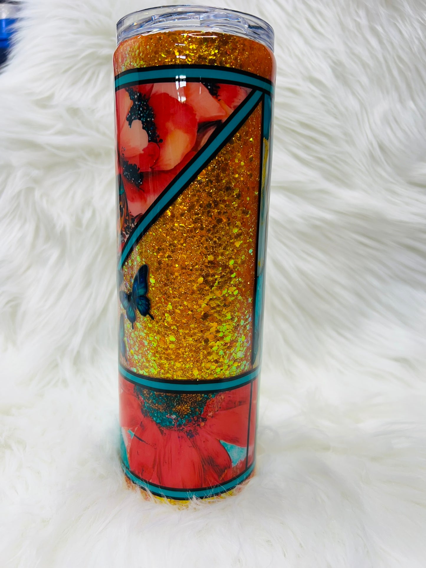 Teal Butterflies 30 oz Skinny Tumbler