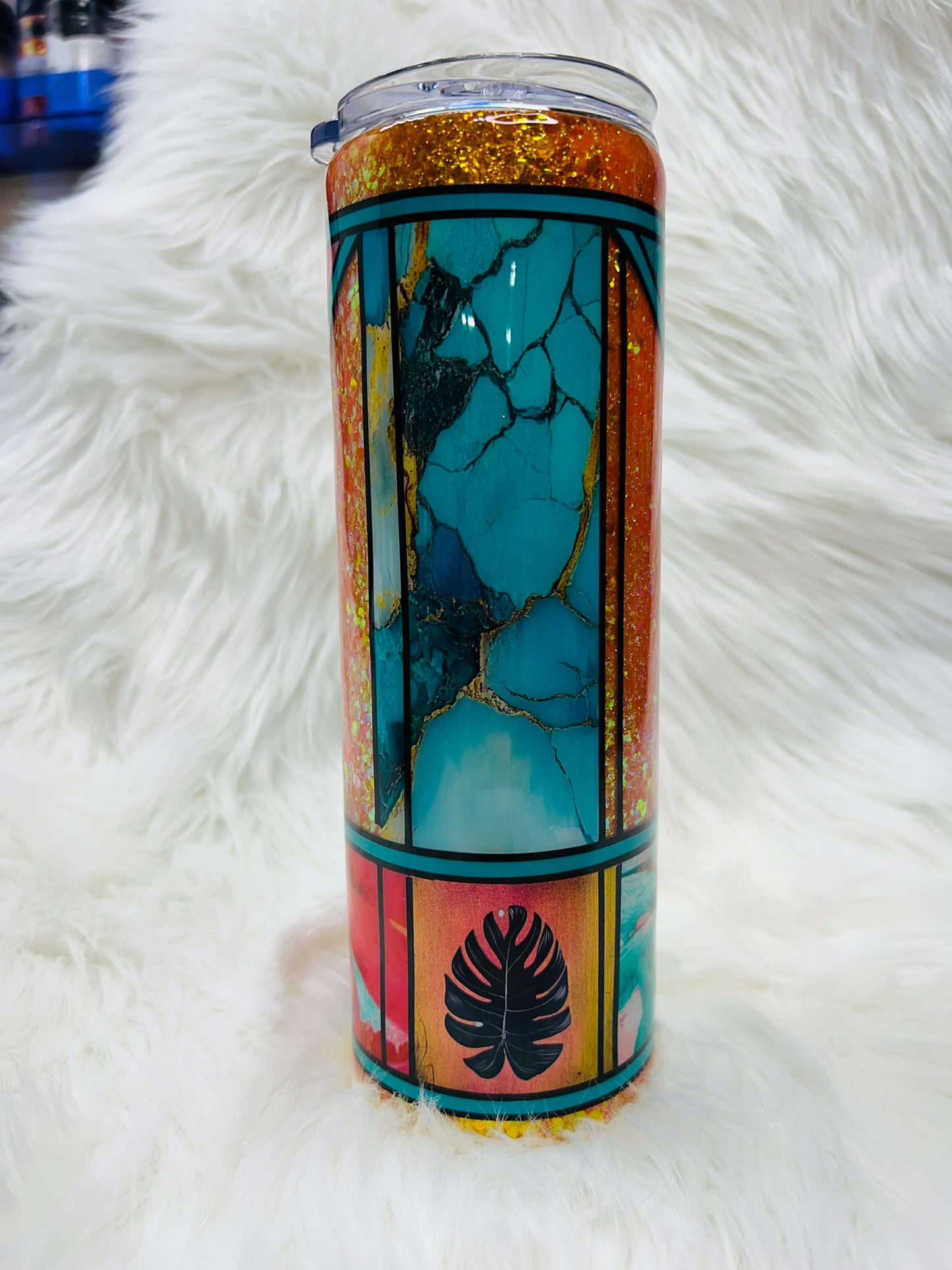 Teal Butterflies 30 oz Skinny Tumbler