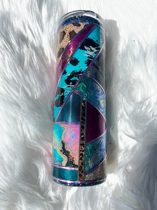 Pink and Blue leopard 30 oz Skinny Tumbler